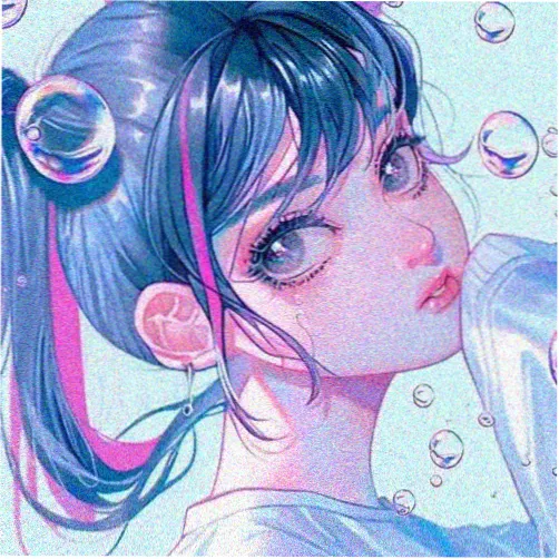 雪夜巫女蓝紫渐变动漫卡通头像